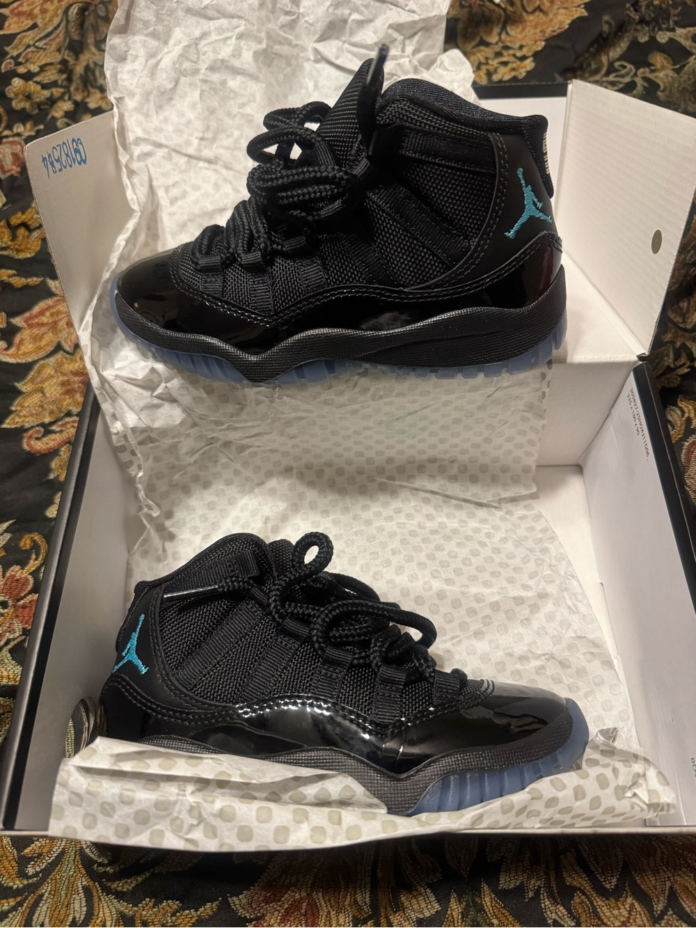 Jordan Retro 11 Gammas Kids Black & Teal High-Top Sneakers